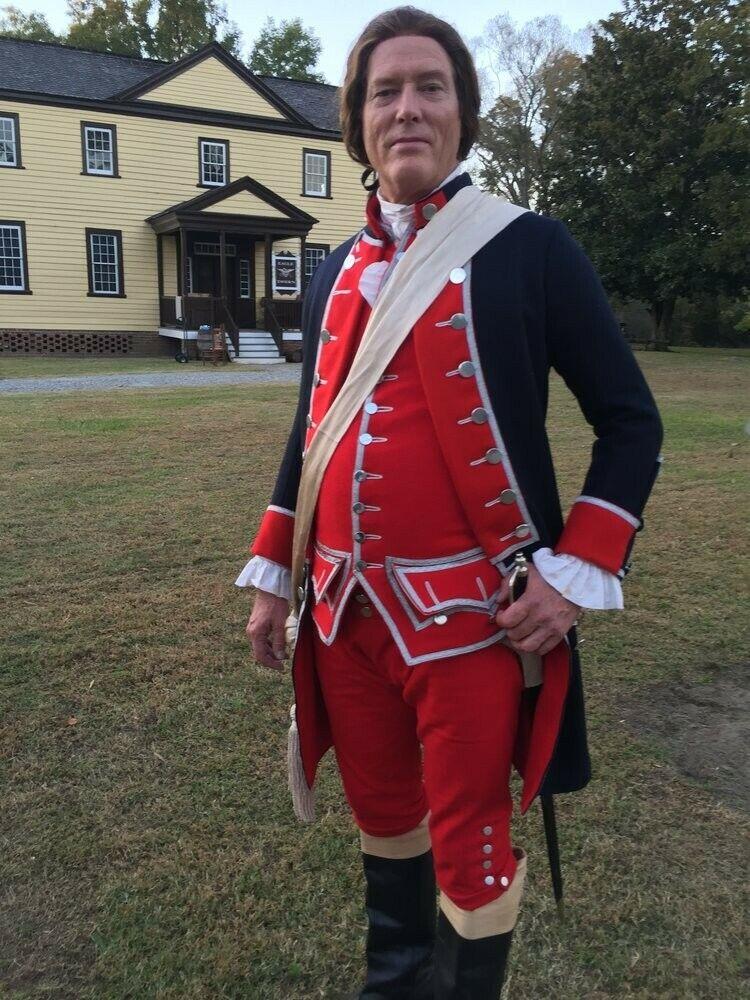 Men's Colonel George Washington's French War Uniform Black With Red wool Jacket